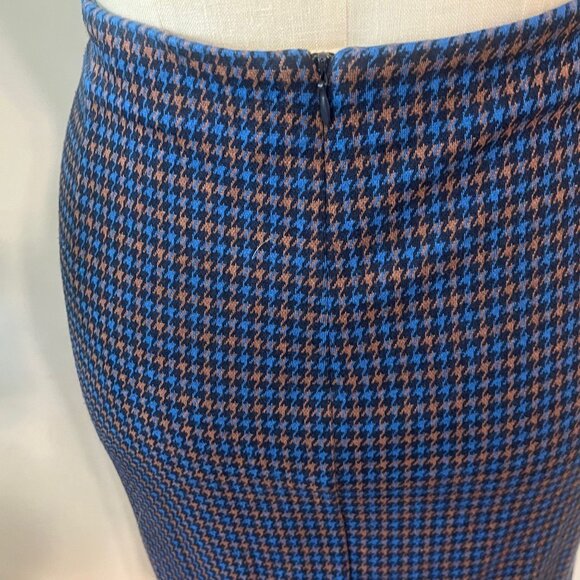 WEEKEND MAX MARA Blue and Brown Houndstooth Pencil Skirt Size XL - Picture 6 of 7